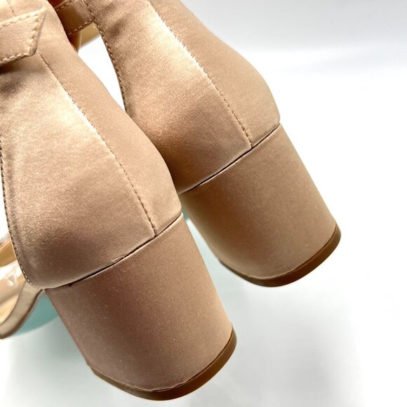 Betsey Johnson Size 5.5 Mel Champagne Satin Low Block Heels Dress Sandals‎ Shoes - Picture 10 of 16